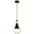 NUVO Lighting 60-7903 Admiral 1-Light Pendant, 10in, Matte Black and Natural Brass Finish, White Opal Glass