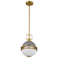 NUVO Lighting 60-7875 Everton 1-Light Pendant, 10in, Matte Gray & Brass Finish, Etched Opal Glass