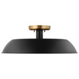NUVO Lighting 60-7494 Colony 1-Light Medium Semi-Flush Mount Fixture Matte Black with Burnished Brass