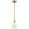 NUVO Lighting 60-7409 Dover, 1-Light, Small Pendant, White with Vintage Brass