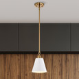 NUVO Lighting 60-7409 Dover, 1-Light, Small Pendant, White with Vintage Brass