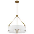 NUVO Lighting 60-7691 Halter, 4-Light Pendant, Medium Base, 60W -Natural Brass Finish, White Fabric Shade