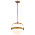 NUVO Lighting 60-7784 Lakeshore 1-Light Medium Pendant, Natural Brass Finish, White Opal Glass