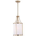 NUVO Lighting 60-7961 Easton 1-Light Pendant, Burnished Brass Finish, White Linen Shade