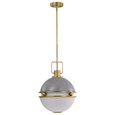 NUVO Lighting 60-7877 Everton 2 Light Pendant, 14in, Matte Gray and Brass Finish, Etched Opal Glass