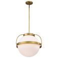 NUVO Lighting 60-7785 Lakeshore 1-Light Large Pendant, Natural Brass Finish, White Opal Glass