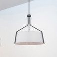 NUVO Lighting 60-7668 Livingston, 4-Light Pendant, Medium Base, 60W, Putty Gray Finish, White Linen Fabric Shade