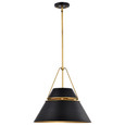 NUVO Lighting 60-7768 Adina 3 Light Large Pendant, Matte Black and Natural Brass Finish