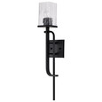 NUVO Lighting 60-7748 Terrace 1-Light Wall Sconce, Matte Black Finish, Crackel Glass