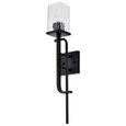 NUVO Lighting 60-7748 Terrace 1-Light Wall Sconce, Matte Black Finish, Crackel Glass