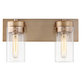 NUVO Lighting 60-7532 Intersection, 2 Light, Vanity, Burnished Brass with Clear Glass