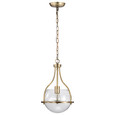NUVO Lighting 60-7815 Amado 1-Light Pendant, 10in, Vintage Brass Finish, Clear Glass