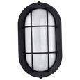 NUVO Lighting 62-1389 LED Small Oval Bulk Head Fixture, Black Finish with White Glass