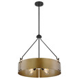 NUVO Lighting 60-7693 Halter, 4-Light Pendant, Medium Base, 60W, Matte Black Finish, Natural Brass Metal Shade