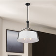NUVO Lighting 60-7669 Livingston, 4-Light Pendant, Medium Base, 60W, Matte Black Finish, White Linen Fabric Shade