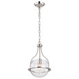 NUVO Lighting 60-7816 Amado 1-Light Pendant, 10in, Polished Nickel Finish, Clear Glass