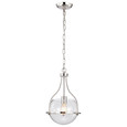 NUVO Lighting 60-7816 Amado 1-Light Pendant, 10in, Polished Nickel Finish, Clear Glass