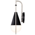 NUVO Lighting 60-7911 Admiral 1-Light Wall Sconce, Matte Black and Brushed Nickel Finish, White Opal Glass