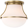 NUVO Lighting 60-7860 Valdora 1-Light Flush Mount, 10in, Natural Brass Finish, White Opal Glass