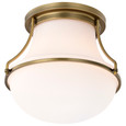 NUVO Lighting 60-7860 Valdora 1-Light Flush Mount, 10in, Natural Brass Finish, White Opal Glass