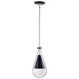 NUVO Lighting 60-7912 Admiral 1-Light Pendant, 6in, Matte Black and Brushed Nickel Finish, White Opal Glass
