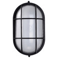 NUVO Lighting 62-1391 LED Oval Bulk Head Fixture, Black Finish with White Glass