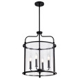 NUVO Lighting 60-7946 Yorktown 4-Light Pendant, Matte Black Finish, Clear Glass