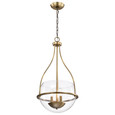 NUVO Lighting 60-7818 Amado 3 Light Pendant, 14in, Vintage Brass Finish, Clear Glass