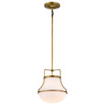 NUVO Lighting 60-7862 Valdora 1-Light Pendant, 10in, Natural Brass Finish, White Opal Glass