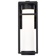 NUVO Lighting 62-1611 Ledges, 6W LED, Medium Wall Lantern, Matte Black with White Opal Glass