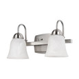 NUVO Lighting 62-1568 15W, LED 2 Light Vanity Fixture, 3000K, Brushed Nickel with Alabaster Glass