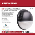 NUVO Lighting 65-751 LED Small Round Wall Pack, 20W, CCT Selectable, Bypassable Photocell, 120-277V, Bronze Finish