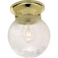 NUVO Lighting NUV-SF76-256 1 Light - 6" Flush with Clear Ribbed Glass - Polished Brass Finish