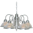 NUVO Lighting NUV-SF76-444 5 Light - 22" - Chandelier - With Clear Ribbed Shades - Brushed Nickel Finish