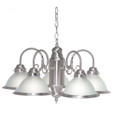 NUVO Lighting NUV-SF76-695 5 Light - 22" - Chandelier - With Frosted Ribbed Shades - Brushed Nickel Finish