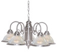 NUVO Lighting SF76-695 5-Light, 22in, Chandelier, With Frosted Ribbed Shades, Brushed Nickel Finish