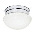 NUVO Lighting NUV-SF77-345 1 Light - 8" - Flush Mount - Small White Mushroom - Polished Chrome Finish
