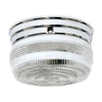 NUVO Lighting NUV-SF77-101 2 Light - 8" - Flush Mount - Medium Crystal / White Drum - Polished Chrome Finish