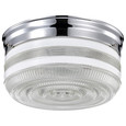 NUVO Lighting SF77-102 2 Light, 10in, Flush Mount, Large Crystal / White Drum, Polished Chrome Finish