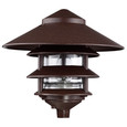 NUVO Lighting SF76-637 Pagoda Garden Fixture, Large 10in Hood, 1-Light, 3 Louver, Old Bronze Finish