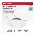 SATCO Lighting S11644 12.5W LED Downlight Retrofit, 5-6in, 4000K, 120V, Dimmable, White Finish