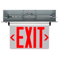 SATCO Lighting 67-117 Red (Mirror) Edge Lit LED Exit Sign, 3.14W, Dual Face, 120/277V, Silver Finish