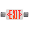 SATCO Lighting 67-121 Combination Red Exit Sign/Emergency Light, 90min Ni-Cad backup, 120/277V, Dual Head, Single/Dual Face, Universal Mounting