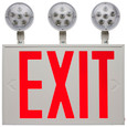 Satco Lighting SAT-67-124 Combination Red Exit Sign/Emergency Light, 90min Ni-Cad backup, 120/277V, Tri Head, Single/Dual Face, Universal Mounting, Steel/NYC