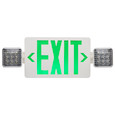 Satco Lighting SAT-67-125 Combination Green Exit Sign/Emergency Light - Singe/Dual Face - 120/277 Volts - Remote Compatible - White Finish