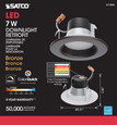 SATCO Lighting S11834 7W, LED Downlight Retrofit, 4in, CCT Selectable, 120V, Dimmable, Bronze Finish