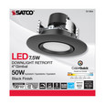 SATCO Lighting S11854 7.5W, LED Retrofit Downlight, Gimbaled, 120V, CCT Selectable, Black Finish