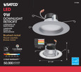 Satco Lighting SAT-S11836 9 Watt - LED Downlight Retrofit - 5 Inch - 6 Inch - CCT Selectable - 120 volts - Dimmable - Brushed Nickel Finish