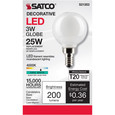 SATCO Lighting S21203 3W G16.5 LED, White, Candelabra Base, 90 CRI, 400K, 120V