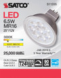 Satco Lighting SAT-S11335 6.5 Watt - MR16 LED - 3000K - GU5.3 base - 25 deg. Beam Angle - 12 Volt